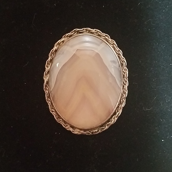 Vintage Jewelry - XSoldxx bundled agate w Silver twist banded brooch